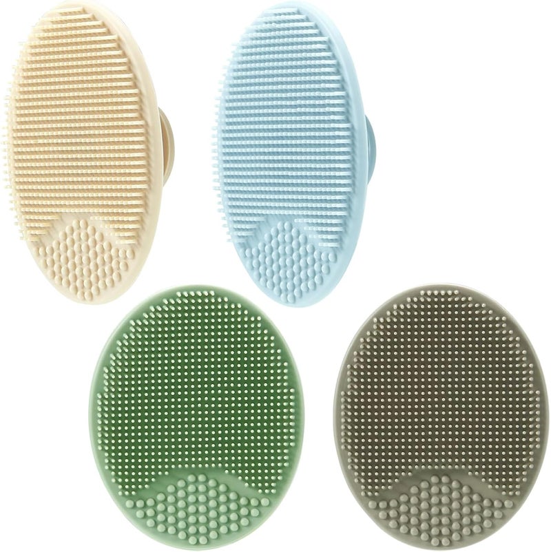 PandaEar Baby Cradle Cap Brush, Silicone Baby Bath Brush Massage Brush Set for Dry Skin, Cradle Cap, and Eczema, 4 Pack (Blue) - Image 1